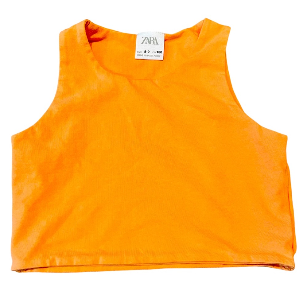 Zara girls size 8/9 130 cm orange sleeveless crop top